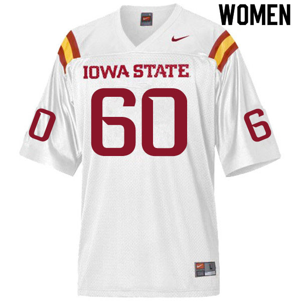 Women #60 Owen Terwilliger Iowa State Cyclones College Football Jerseys Sale-White - Click Image to Close